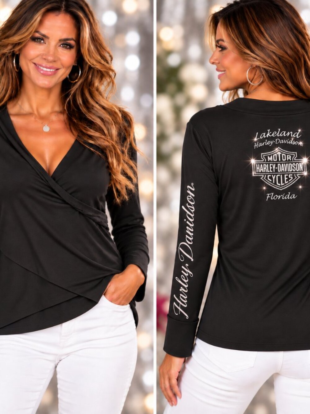 Harley Davidson Long sleeve blouse. Size M